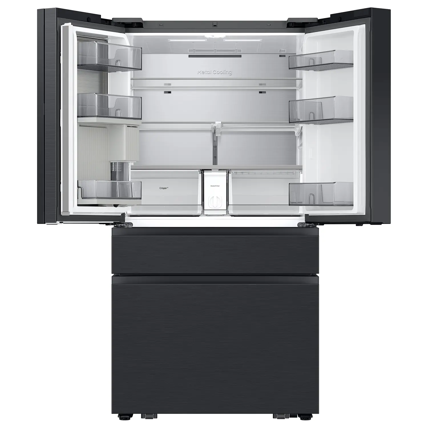 Samsung Bespoke AI 23 Cu Ft French Door Refrigerator – Counter‑Depth Charcoal Glass and Matte Black with AI Family Hub™+-5
