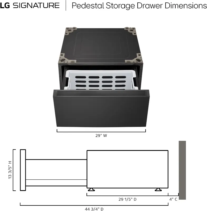 WDP8B LG SIGNATURE 29 Laundry Storage Pedestal - Black Steel-3