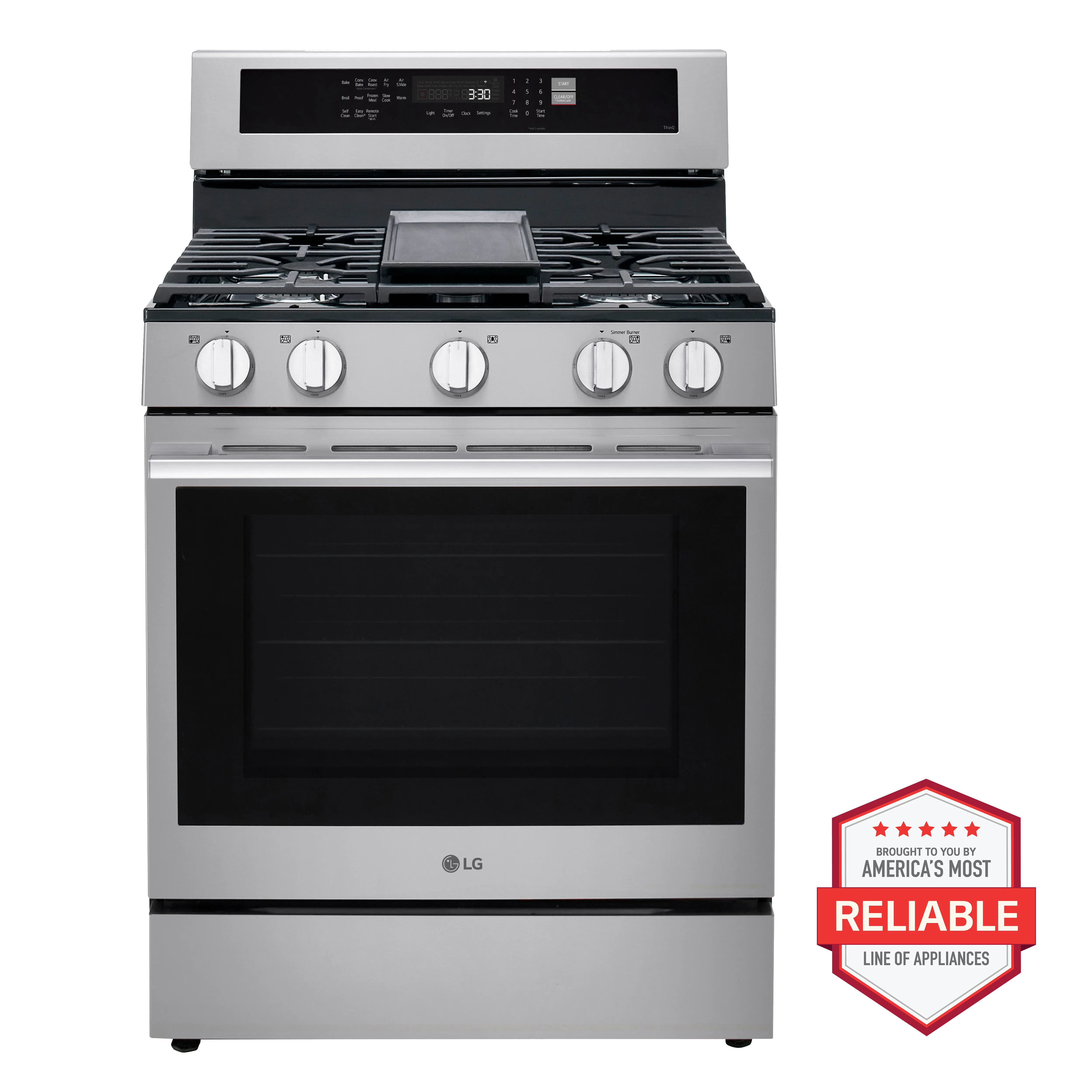 LRGN6325X LG 6.3 Cu Ft Gas Single Oven Range - Stainless Steel-2