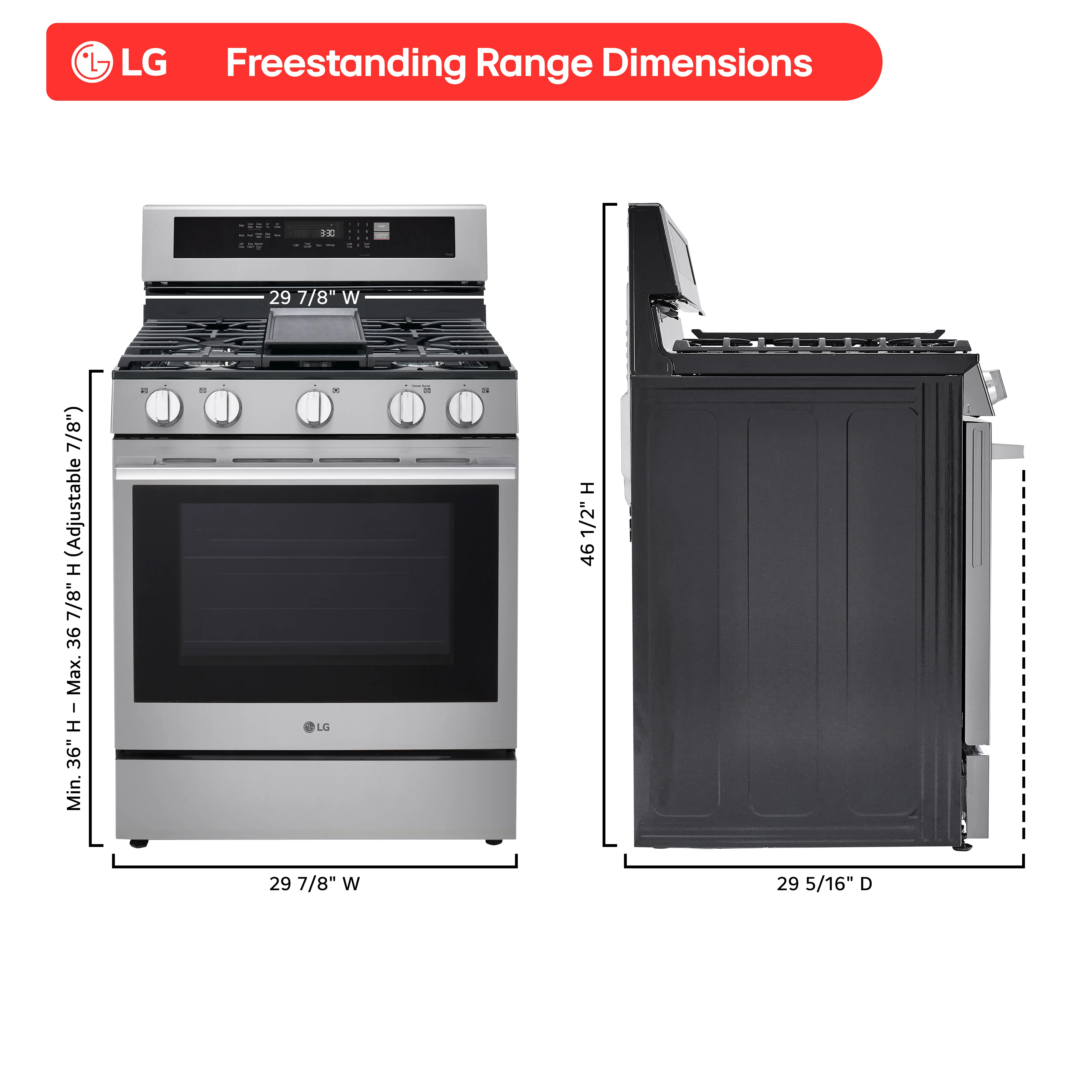 LRGN6325X LG 6.3 Cu Ft Gas Single Oven Range - Stainless Steel-3