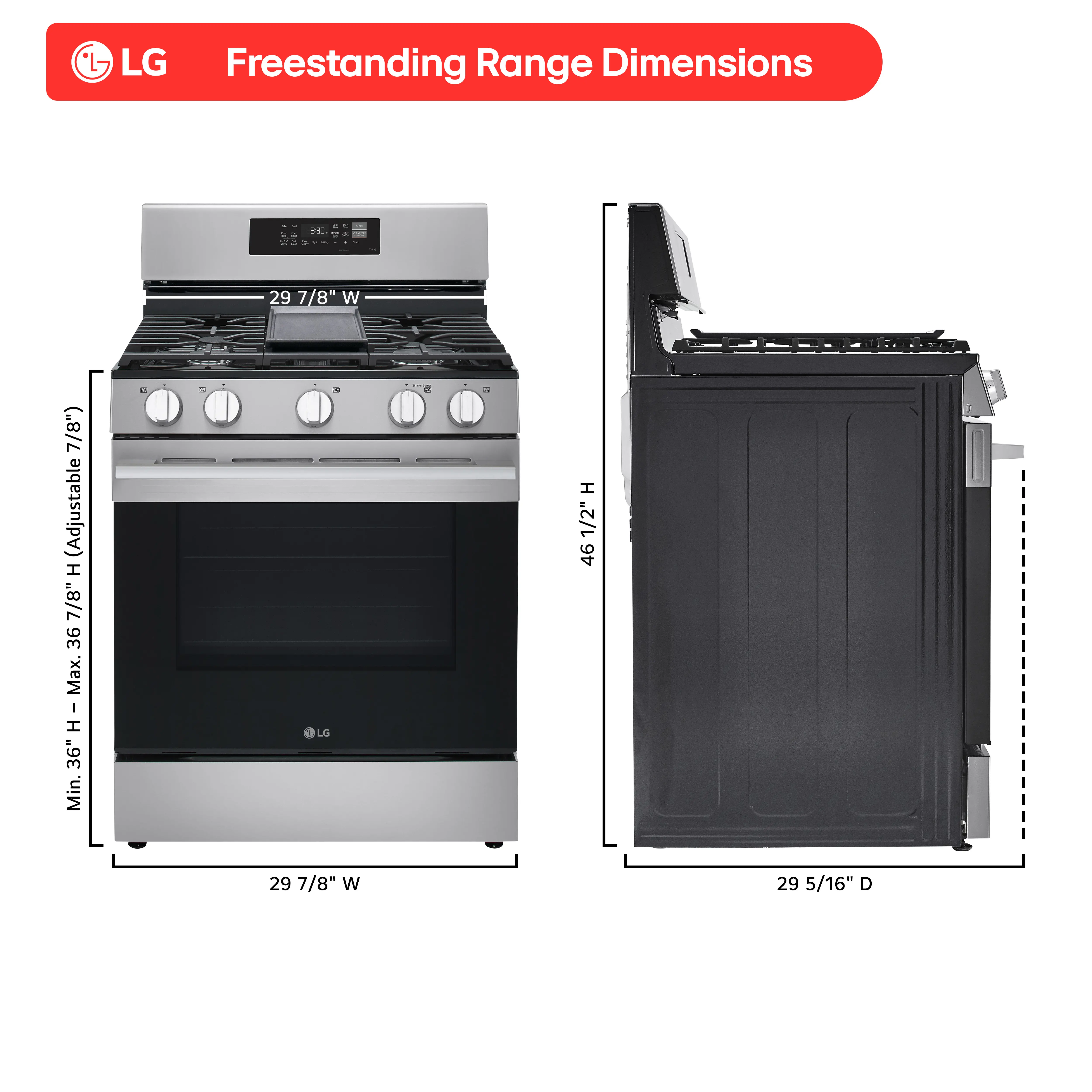LRGN6323Y LG 6.3 Cu Ft Gas Single Oven Range - Stainless Steel-3