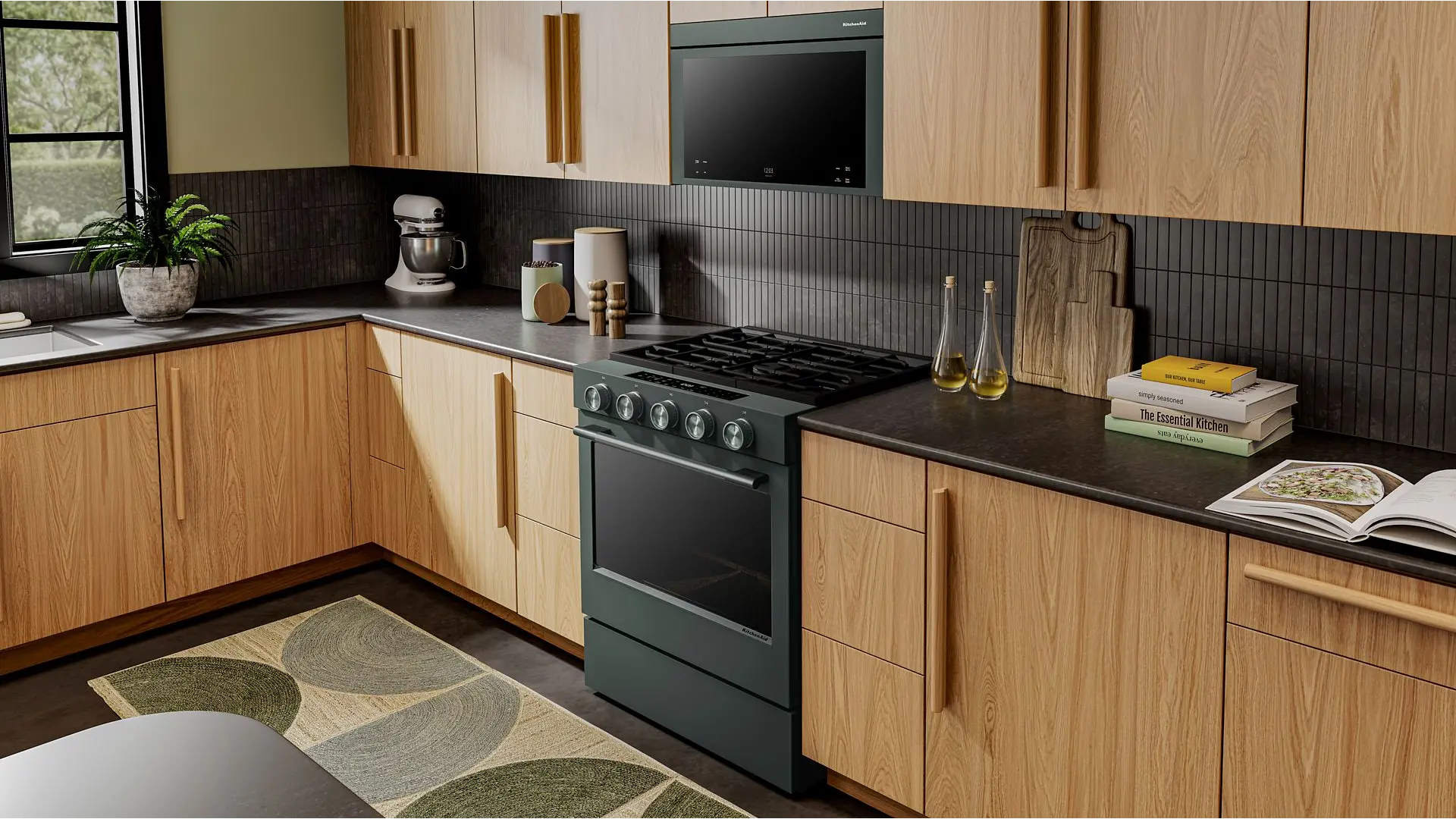 KSGS530SJP KitchenAid 5.0 Cu Ft Smart Single Oven Gas Range - Juniper Green-2