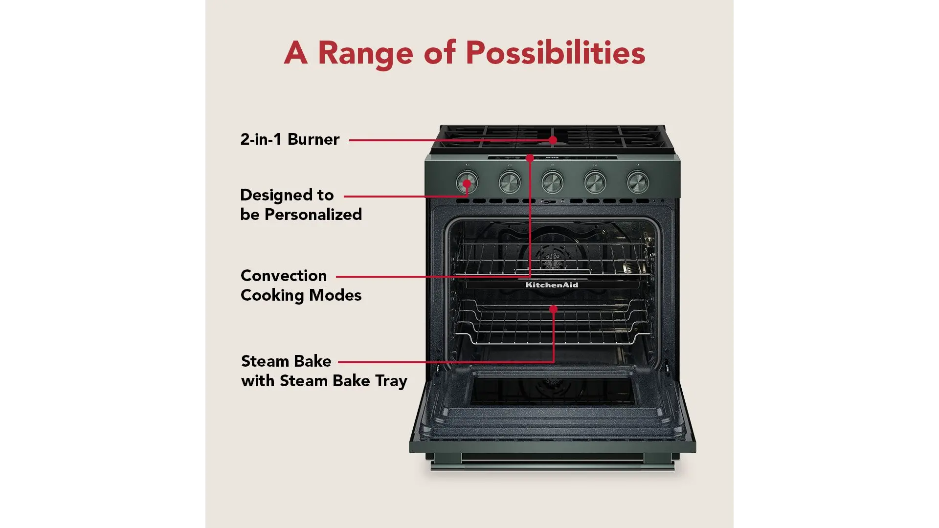 KSGS530SJP KitchenAid 5.0 Cu Ft Smart Single Oven Gas Range - Juniper Green-4