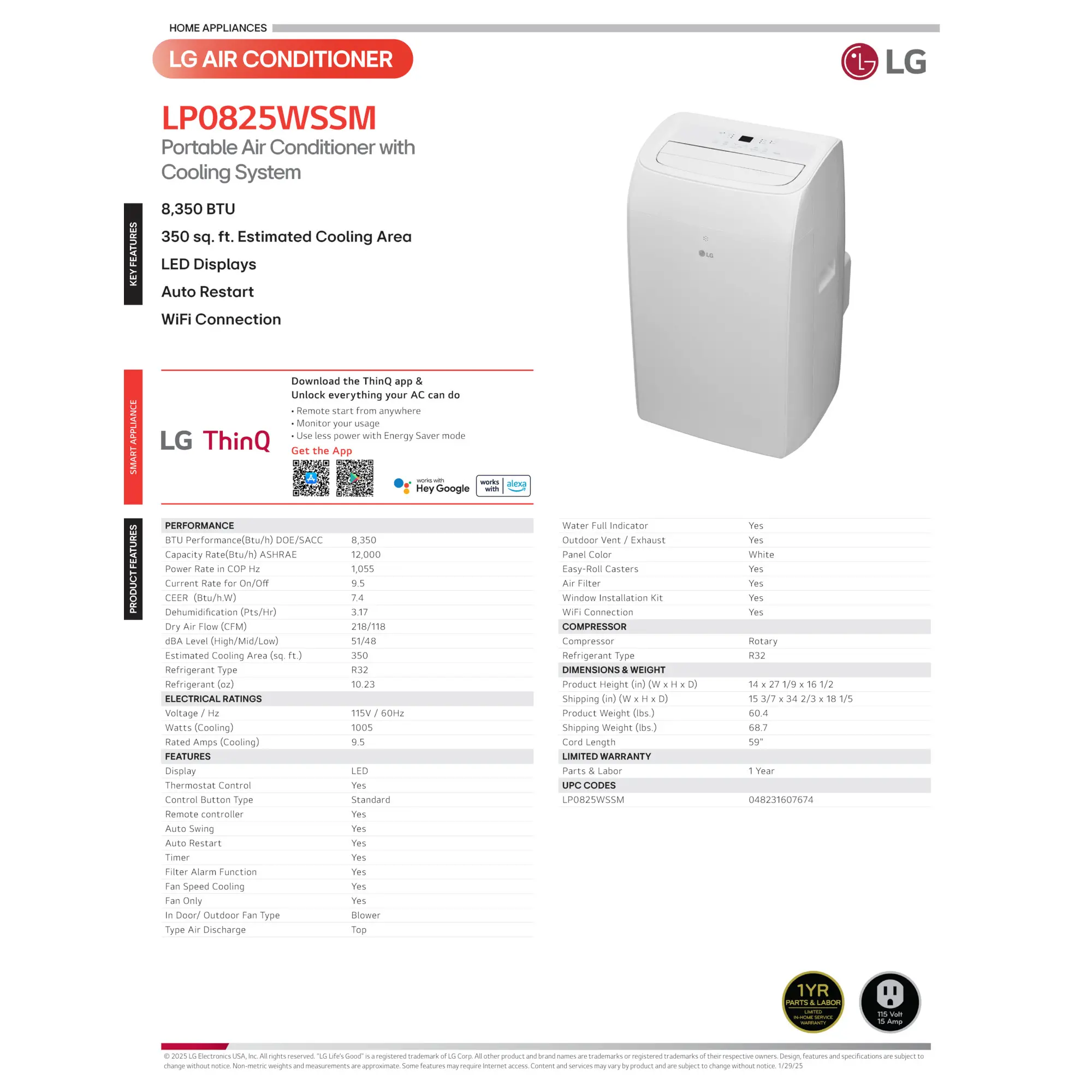 LP0825WSSM LG 8,350 BTU Portable Air Conditioner, 350 Sq. Ft.-15