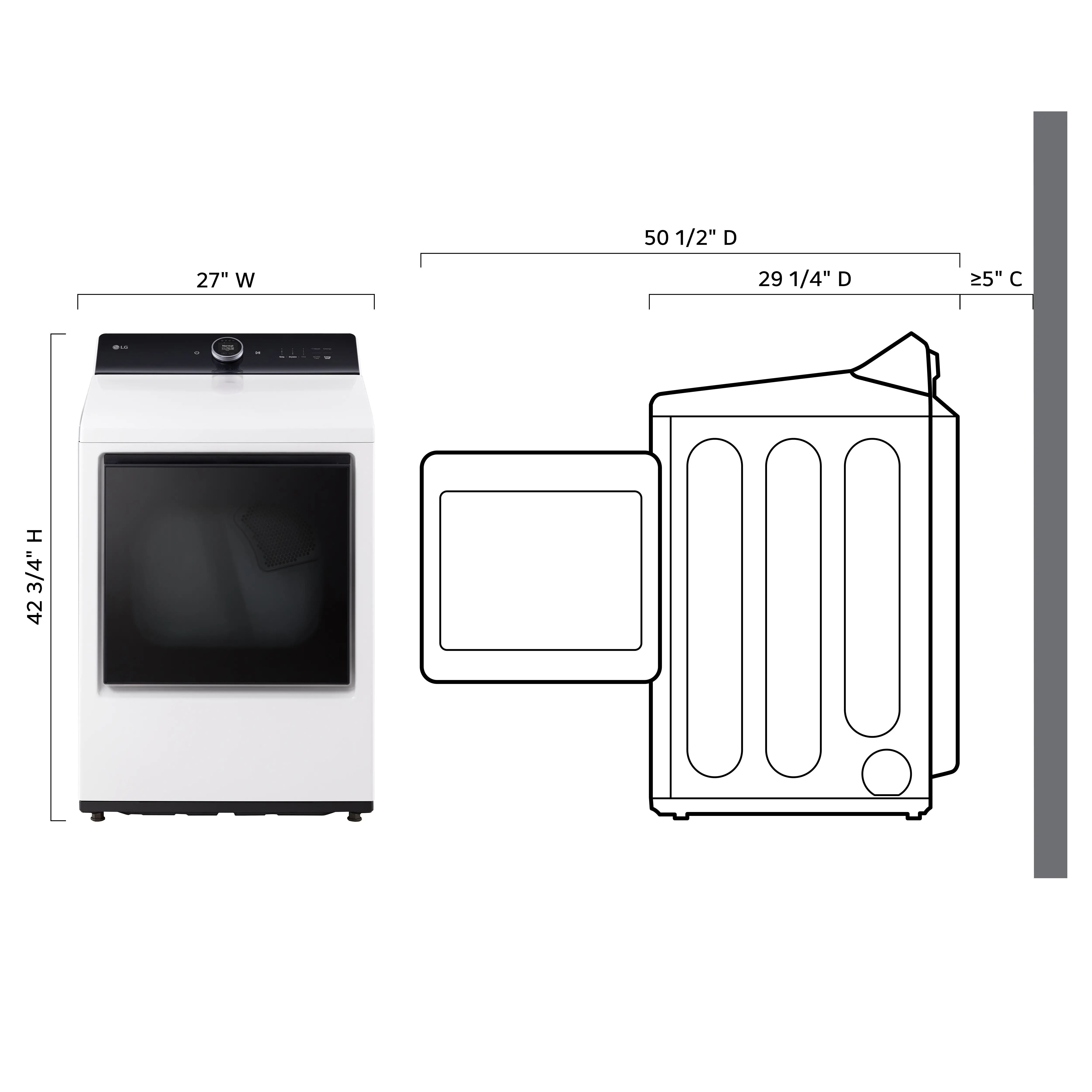 DLGX8601WE LG 7.3 Cu Ft Gas Dryer - Alpine White-3