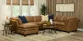 Sierra Camel Brown Leather 3-Piece Sectional