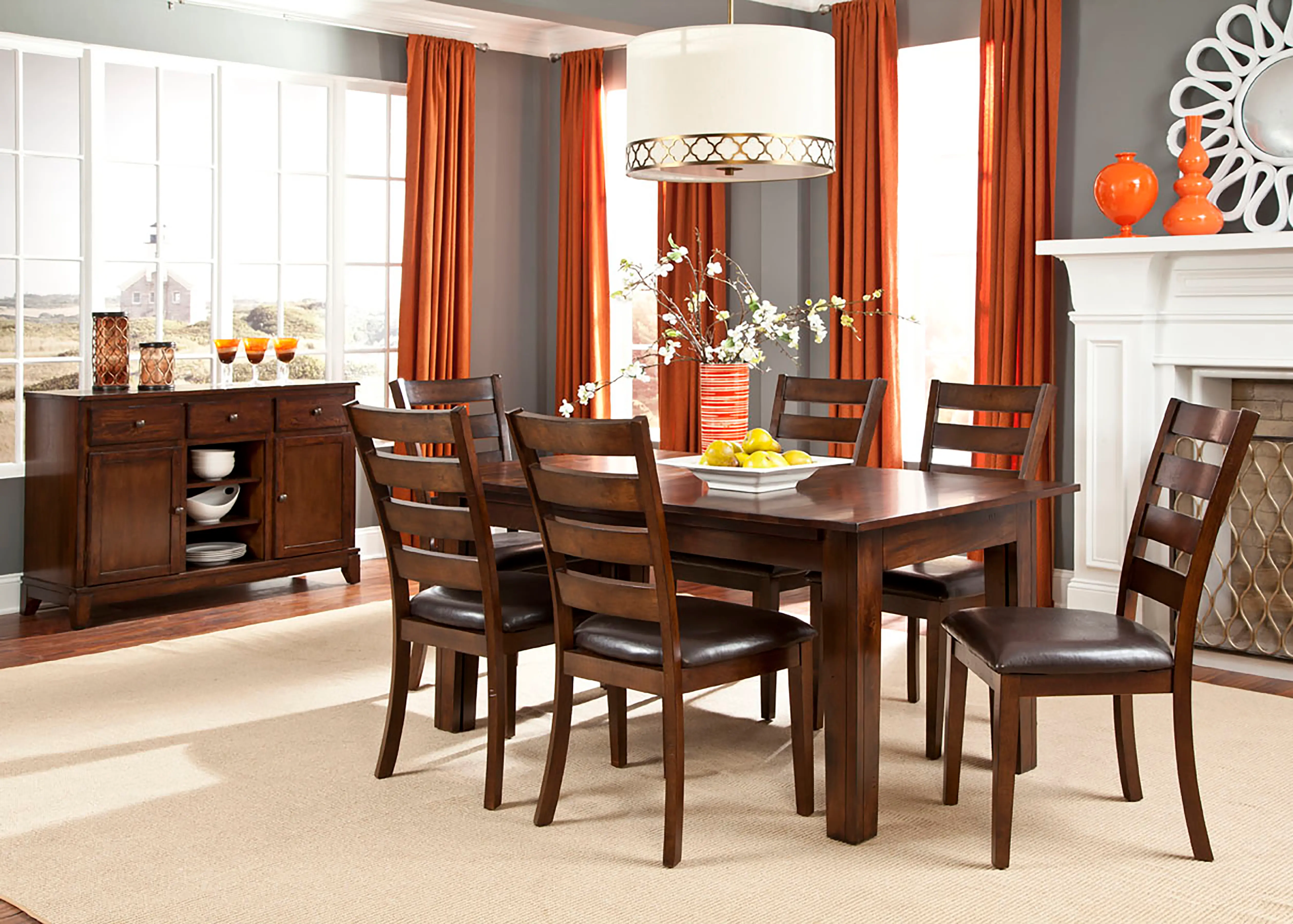 Kona Brown 5 Piece Dining Set with Ladderback Chairs-10