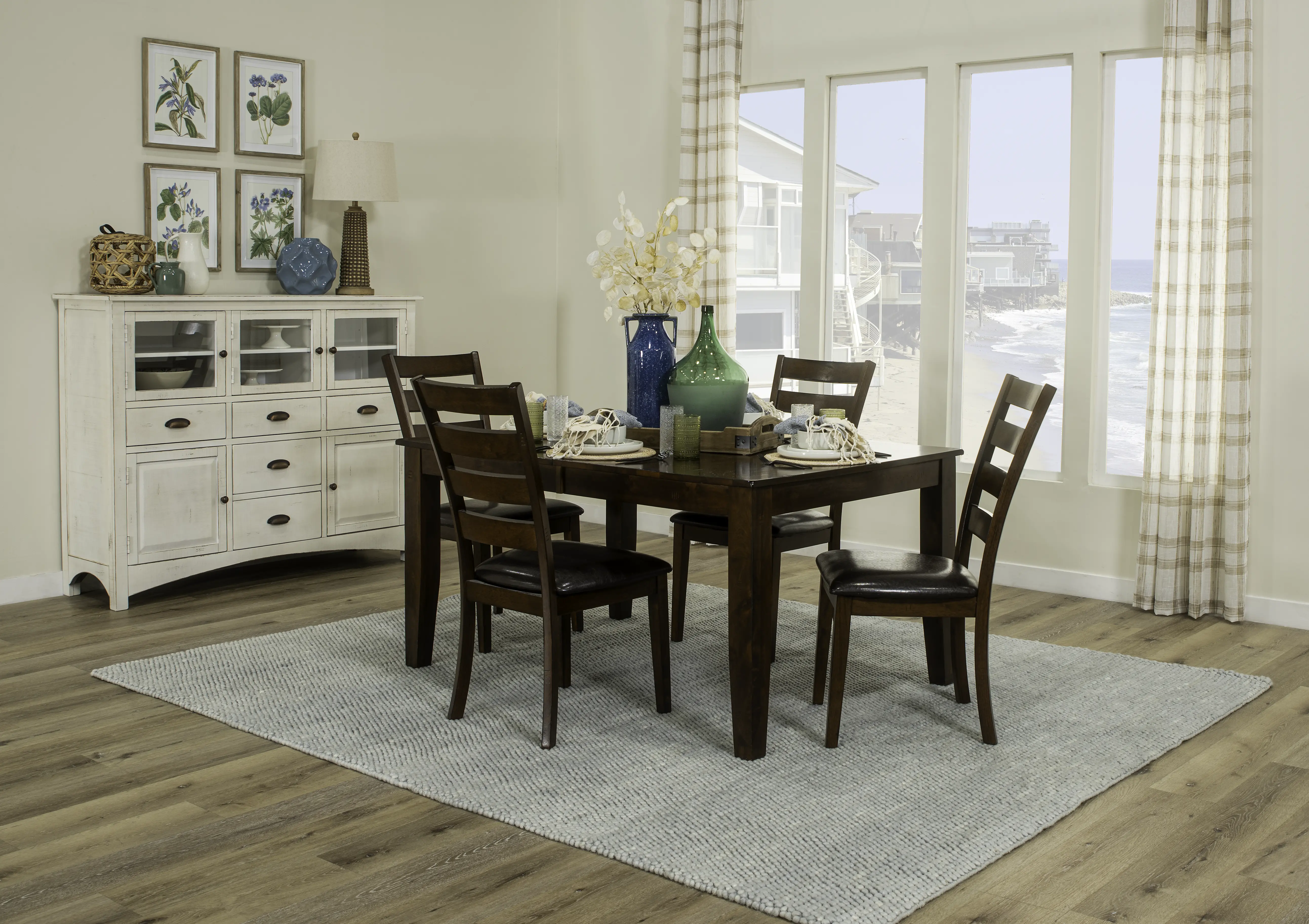 Kona Brown 5 Piece Dining Set with Ladderback Chairs-11