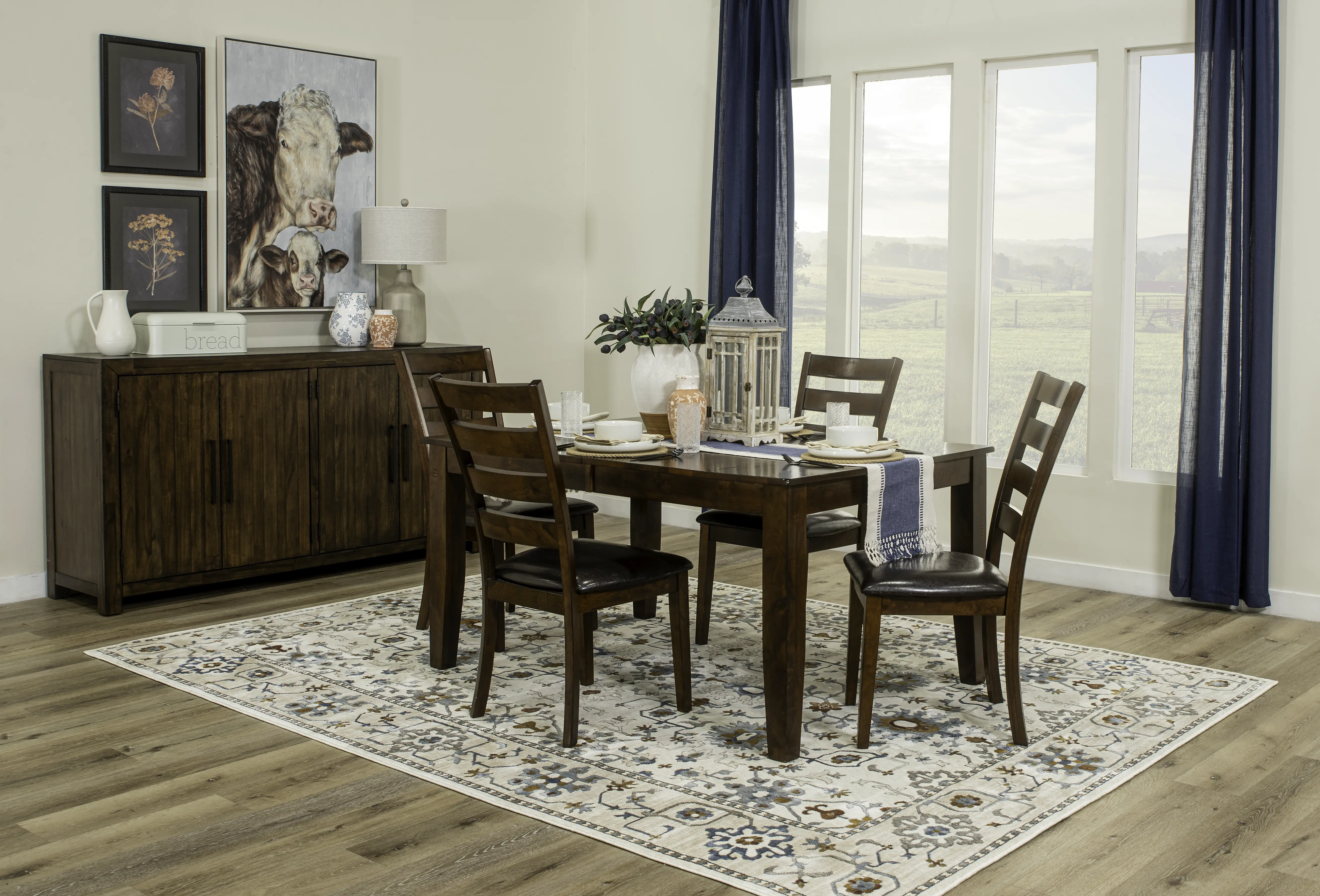 Kona Brown 5 Piece Dining Set with Ladderback Chairs-12