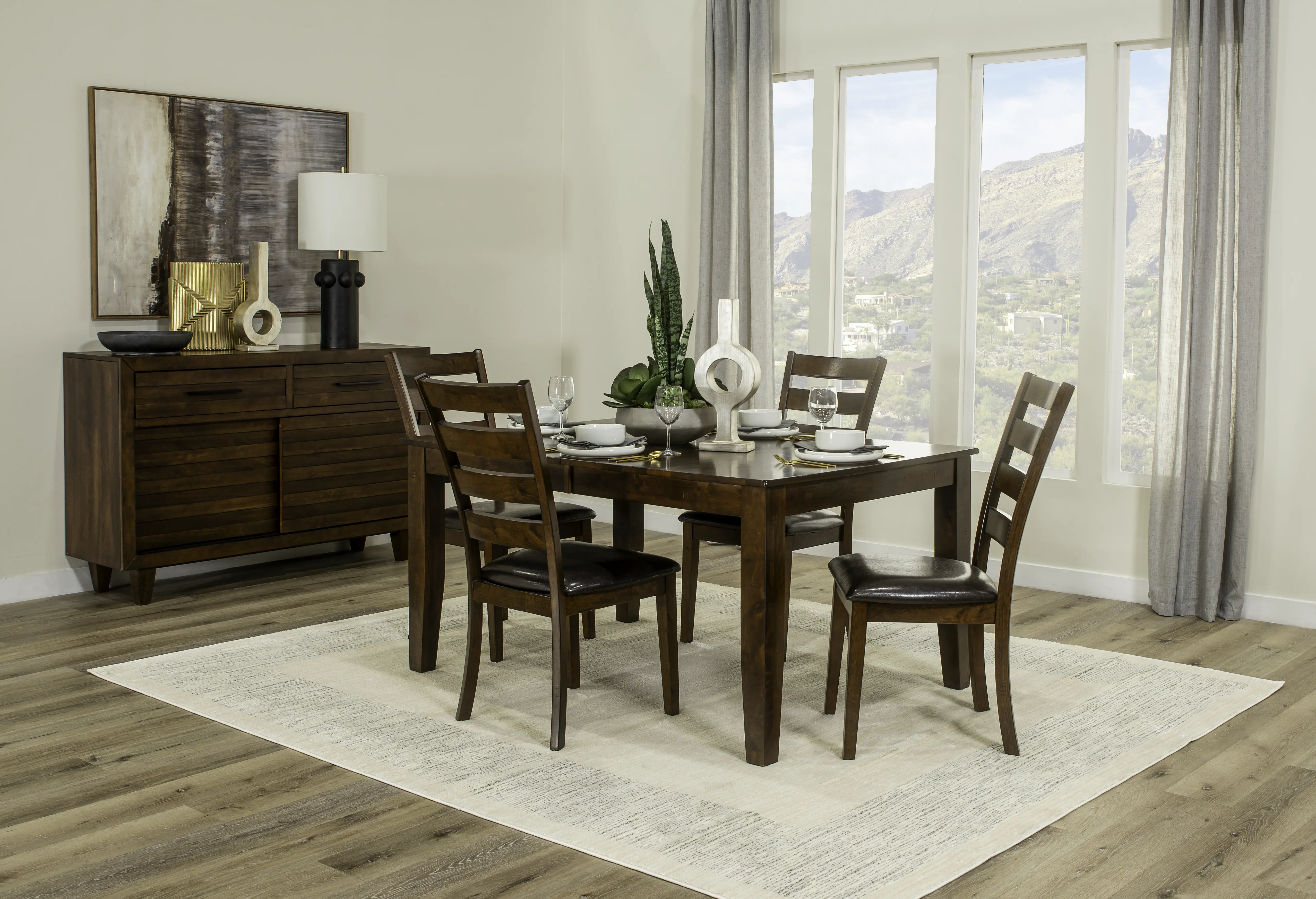 Kona Brown 5 Piece Dining Set with Ladderback Chairs-13