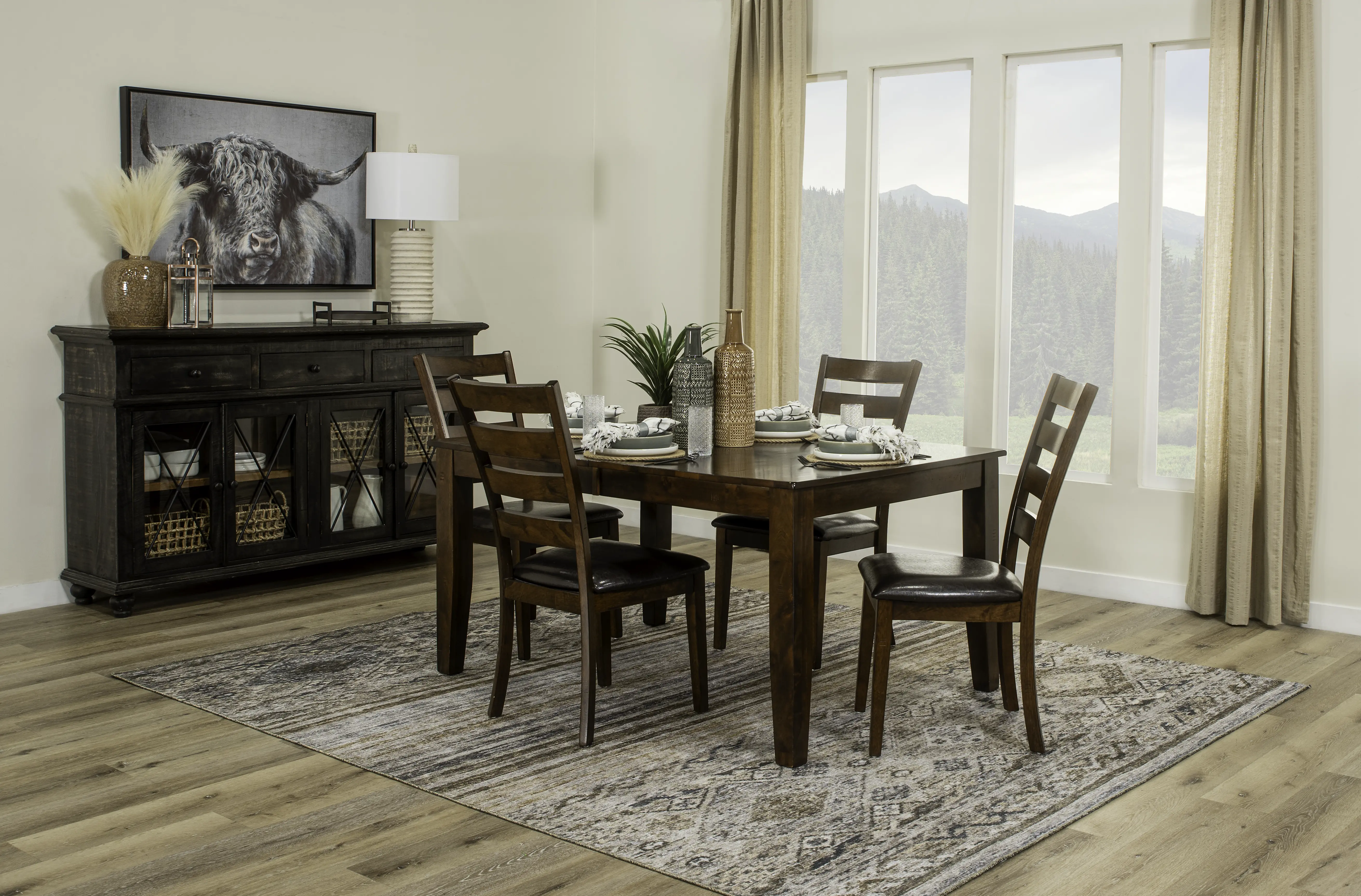 Kona Brown 5 Piece Dining Set with Ladderback Chairs-14