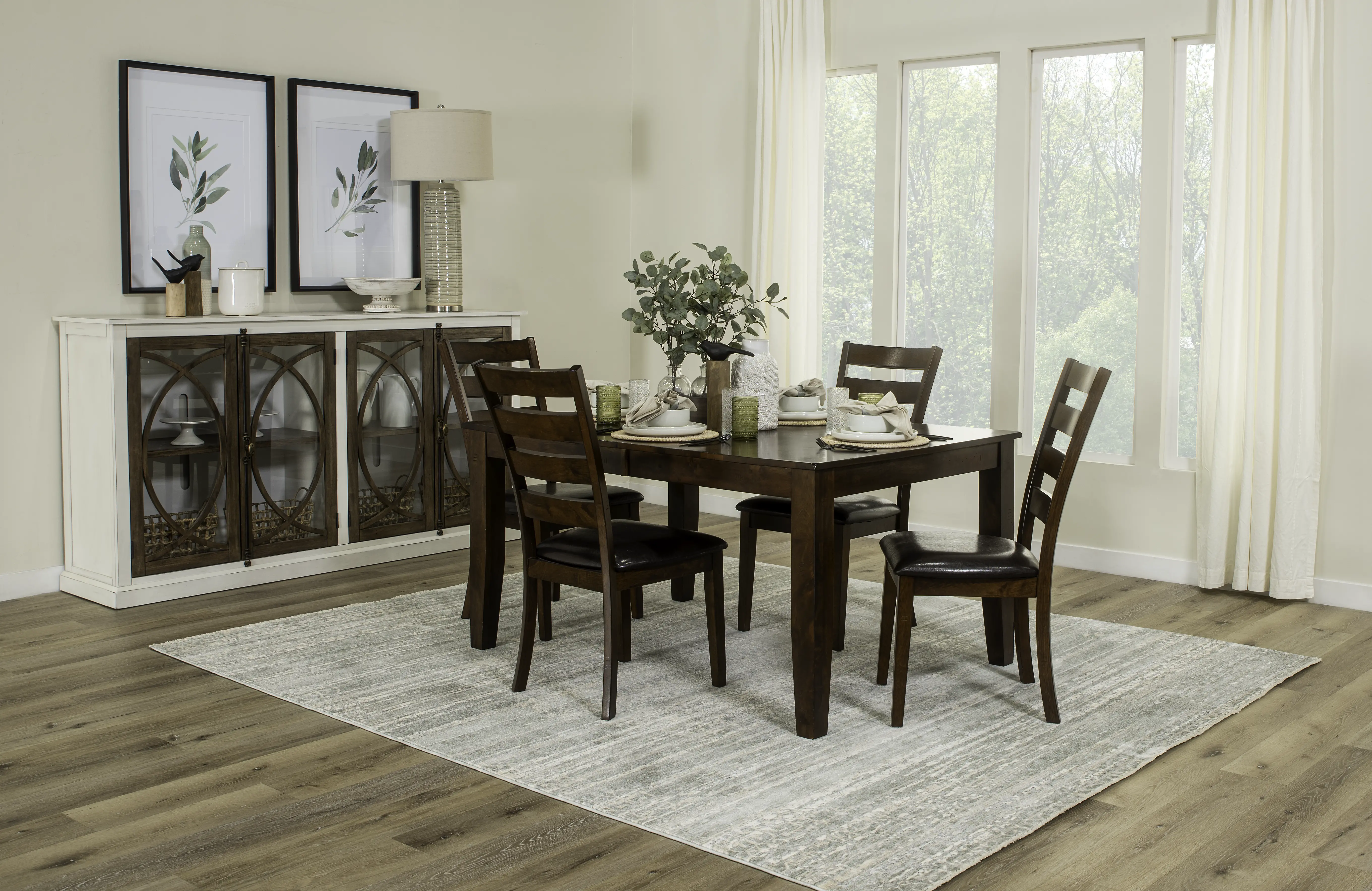 Kona Brown 5 Piece Dining Set with Ladderback Chairs-15