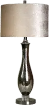 32 Inch Steel and Mercury Glass Table Lamp