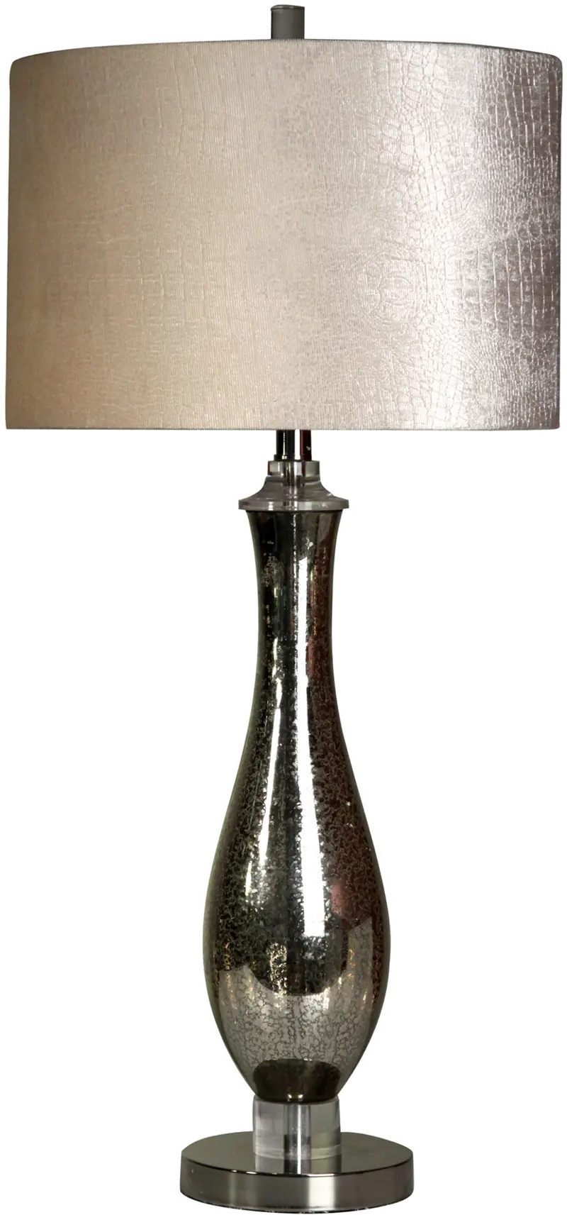 32 Inch Steel and Mercury Glass Table Lamp