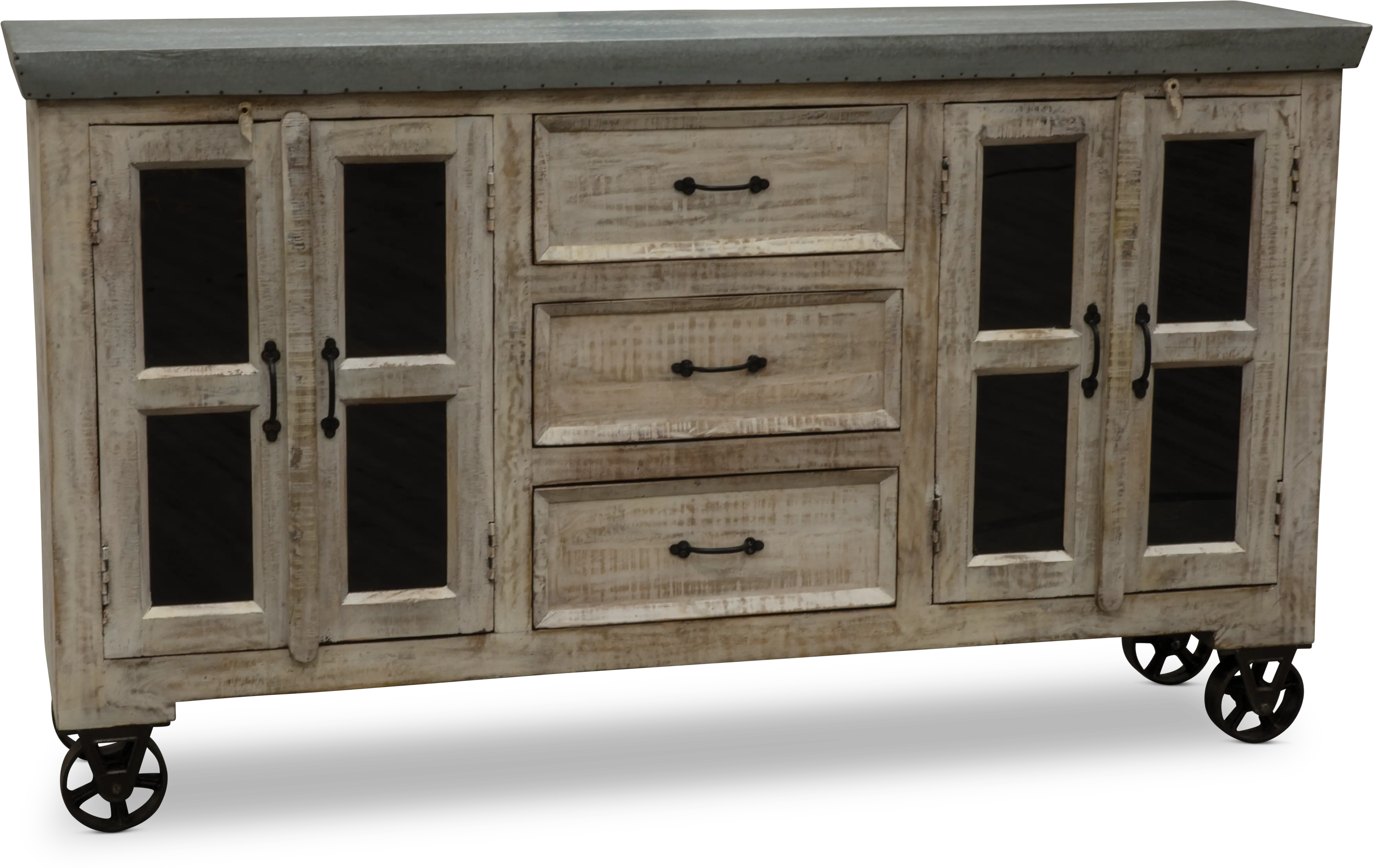 Natural Wood and Galvanized Metal Cabinet-1