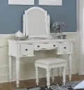 5543-72 White Vanity and Bench - Bermuda