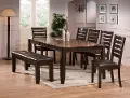 Brown 6 Piece Dining Set with Bench - Elliott