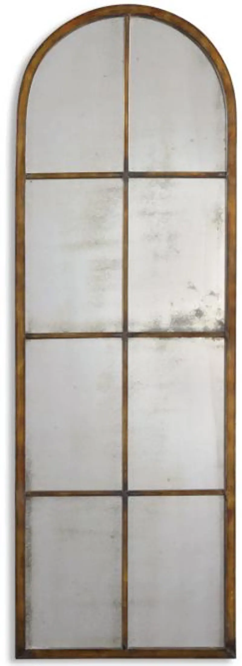 Antique Brown and Gold Hand Forged Metal Mirror