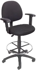 Black Contoured Adjustable Drafting Office Chair With Arms