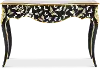 Black and Gold Console Table with Burnished Gold Accents