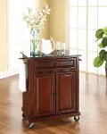 KF30024EMA Mahogany Portable Kitchen Cart with Black Granite Top
