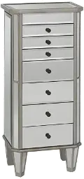 Silver and Mirrored Jewelry Armoire
