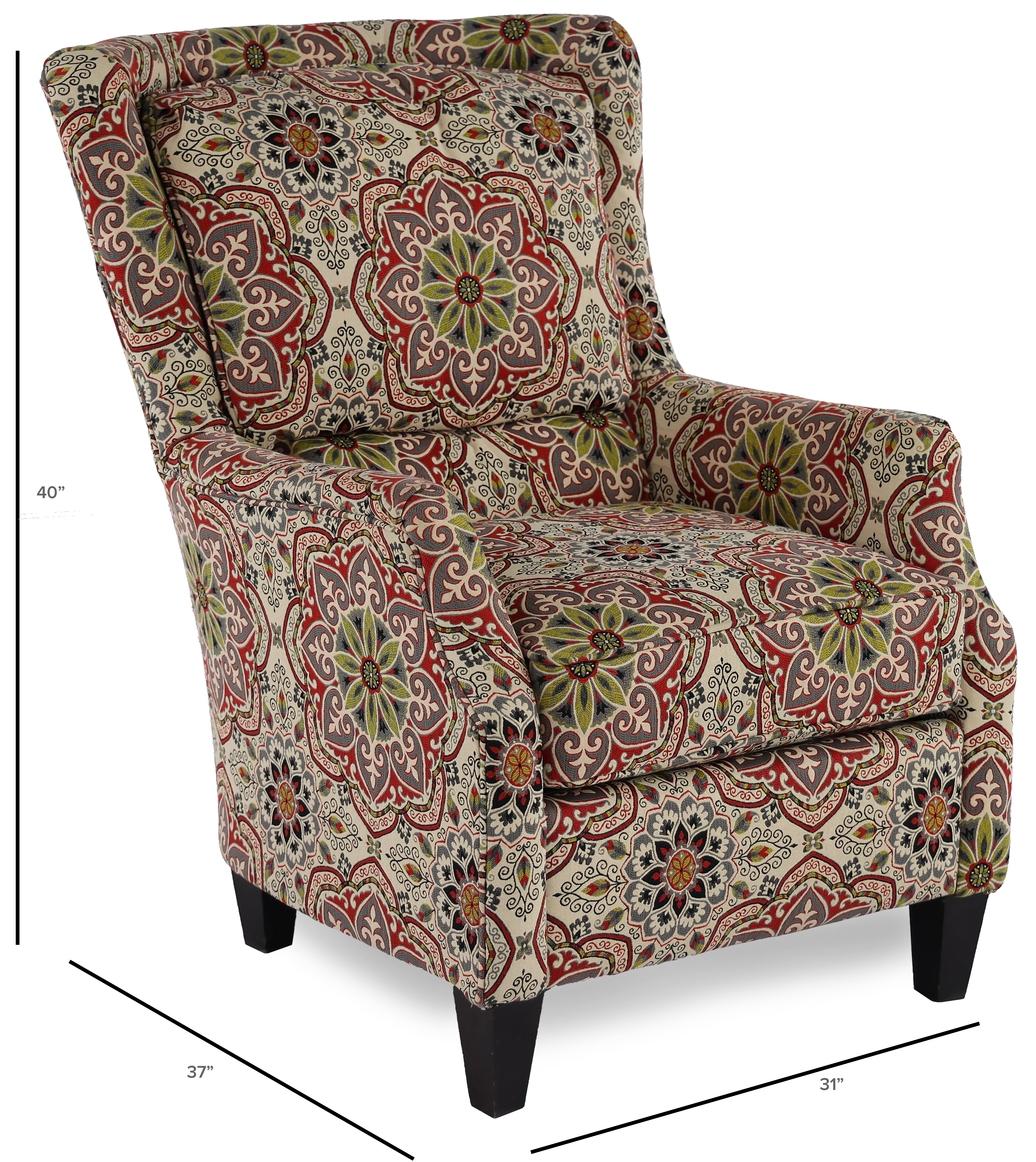 Loren Red and Green Poppy Accent Chair-3