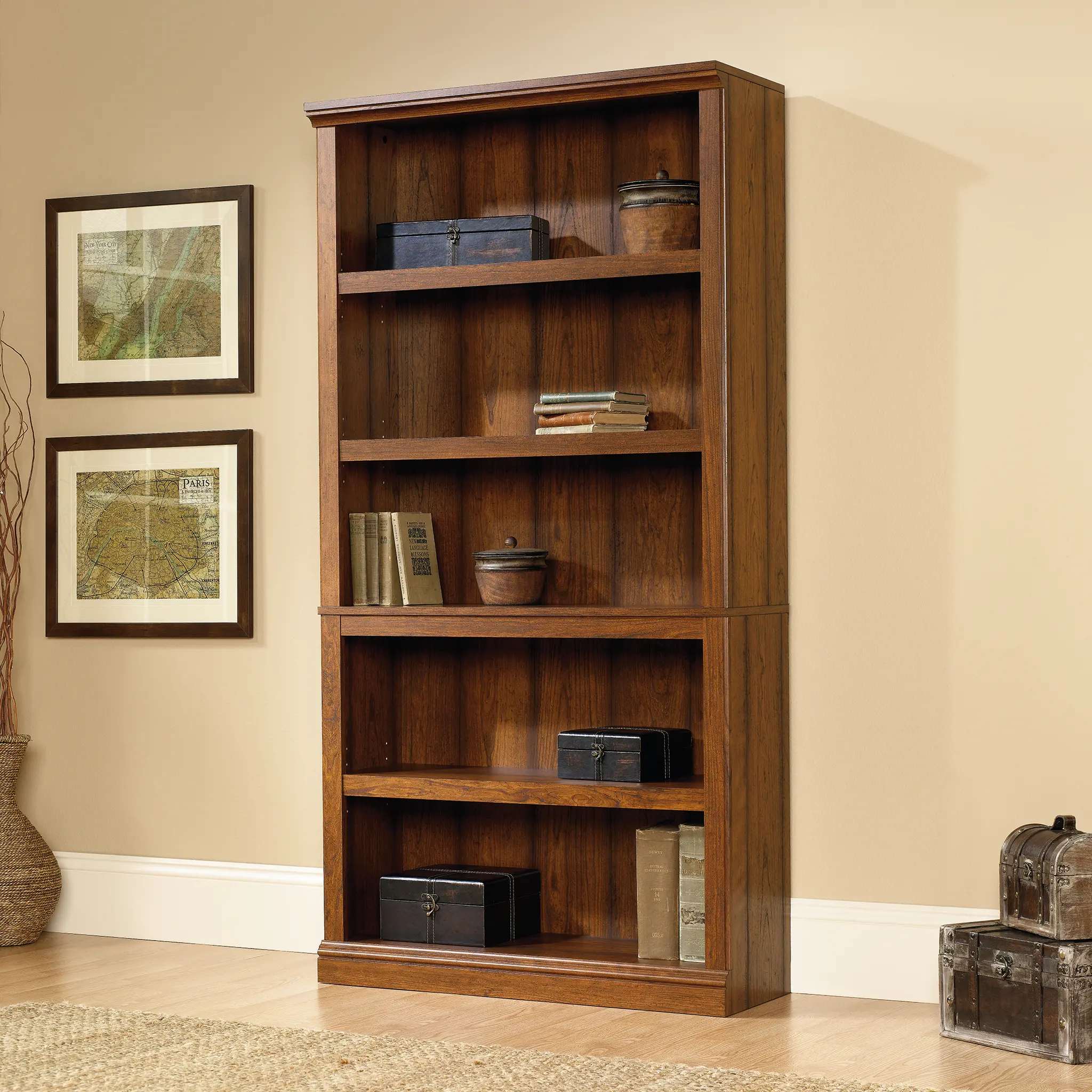 Cherry 5-Shelf Bookcase-1