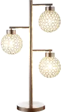M1832/CRYSTALBALL 30 Inch Metal-Sand Chrome Table Lamp With Crystal Shades