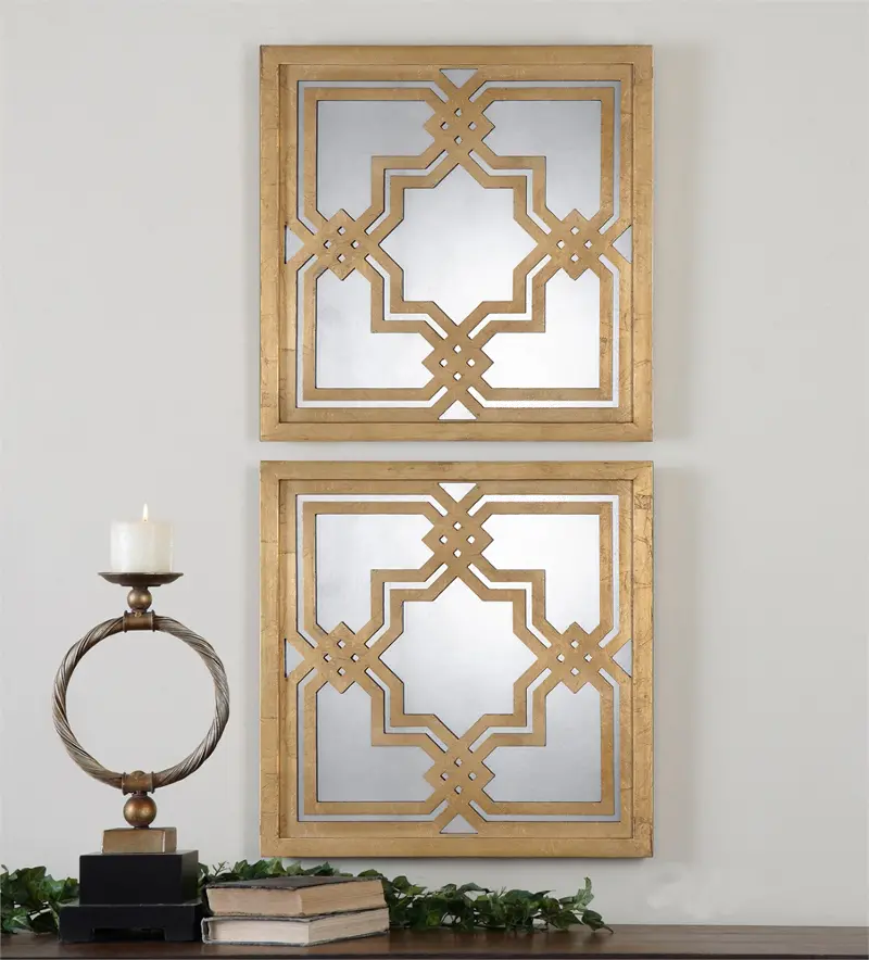 Assorted Gold Leaf Square Mirror
