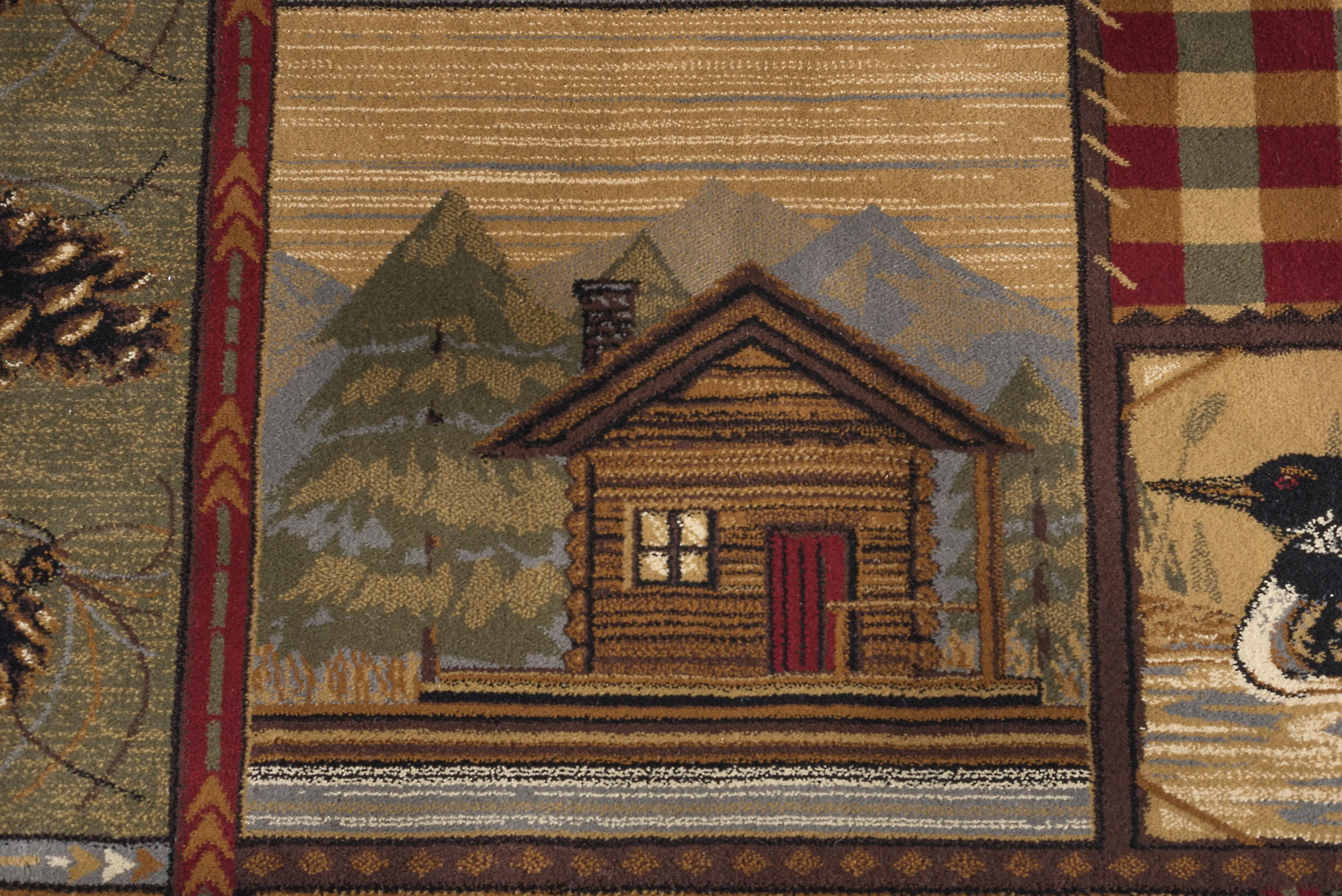 NTR6548 5X8 5 x 7 Medium Tan, Green, and Red Area Rug - Nature-8