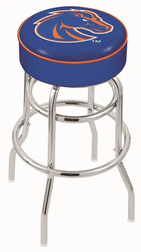 Chrome Double Ring Swivel Bar Stool - Boise State-1