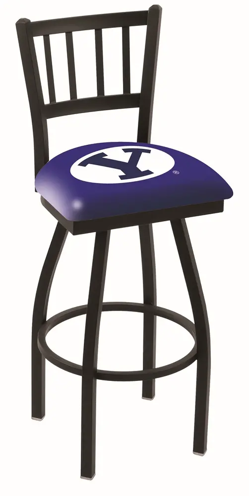 Black Slat Back Swivel Bar Stool - BYU-1