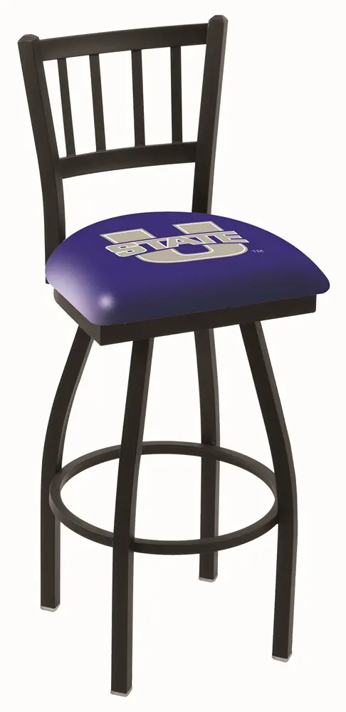 Black Slat Back Swivel Counter Height Stool - USU-1