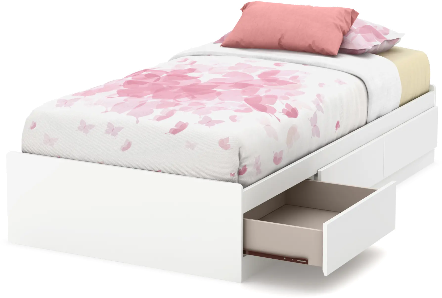 9018A1 White Twin Mates Bed with 3 Drawers (39 Inch) - South Shore-1