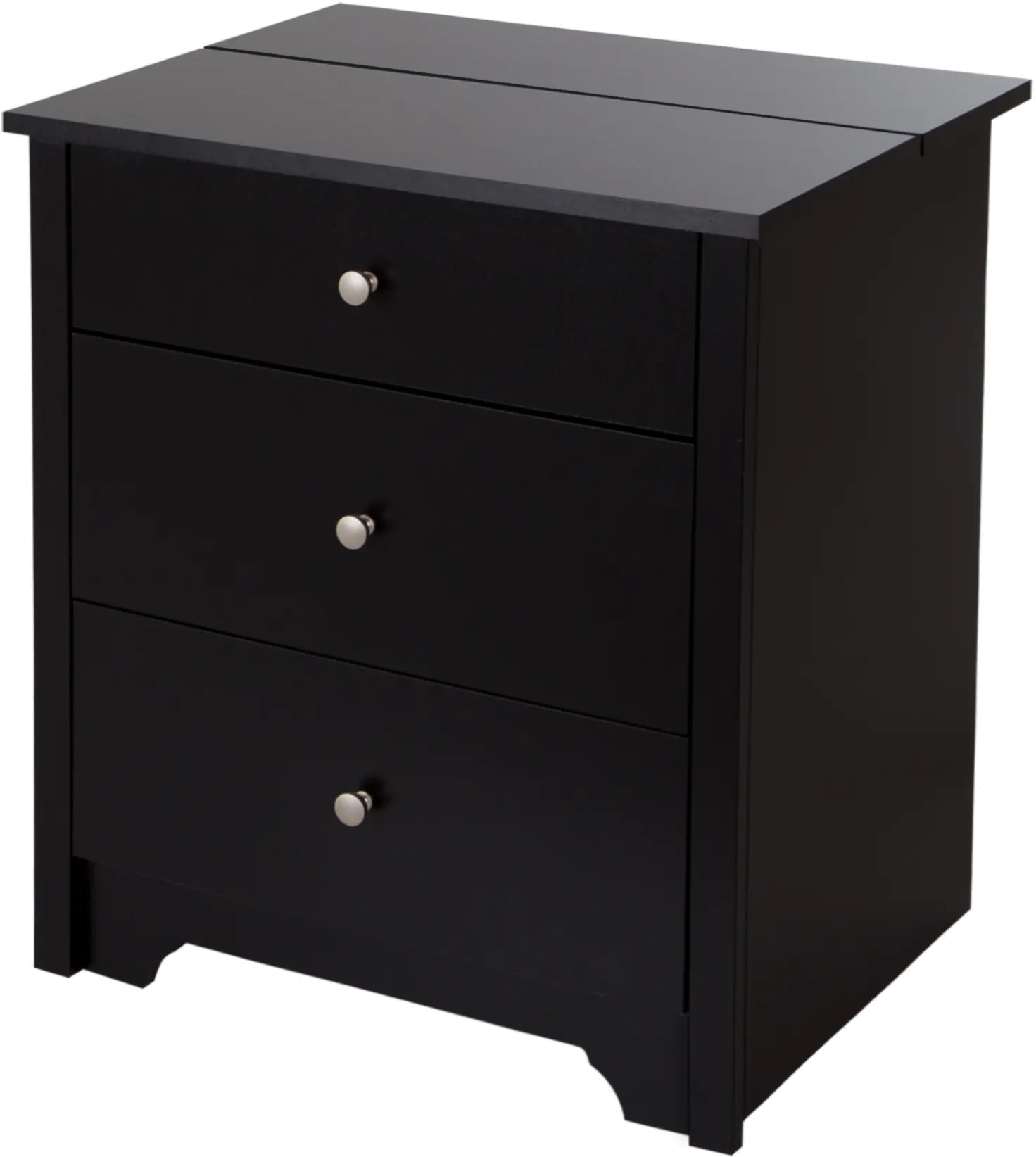 3170060 Vito Black Nightstand with Charging Station with Drawers - South Shore-1