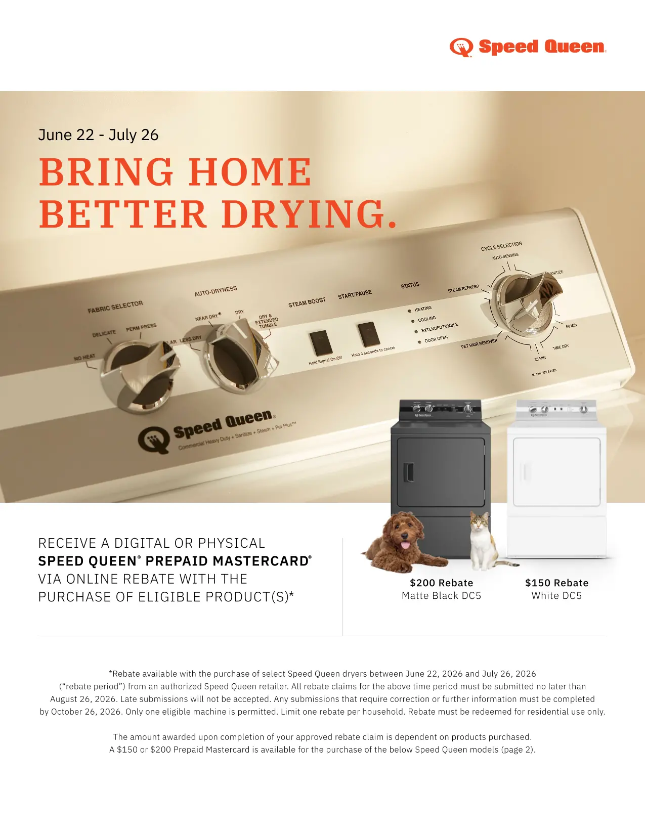 DC5004WE Speed Queen 7.0 Cu Ft Electric Dryer - White-5