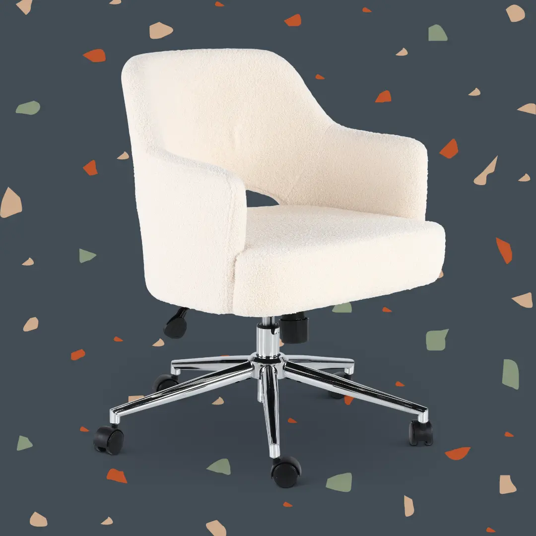White Boucle Office Chair