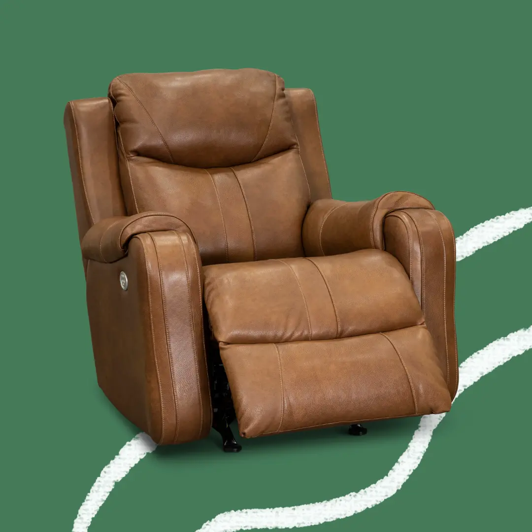 Marvel Amber Brown Leather-Match Power Rocker Recliner