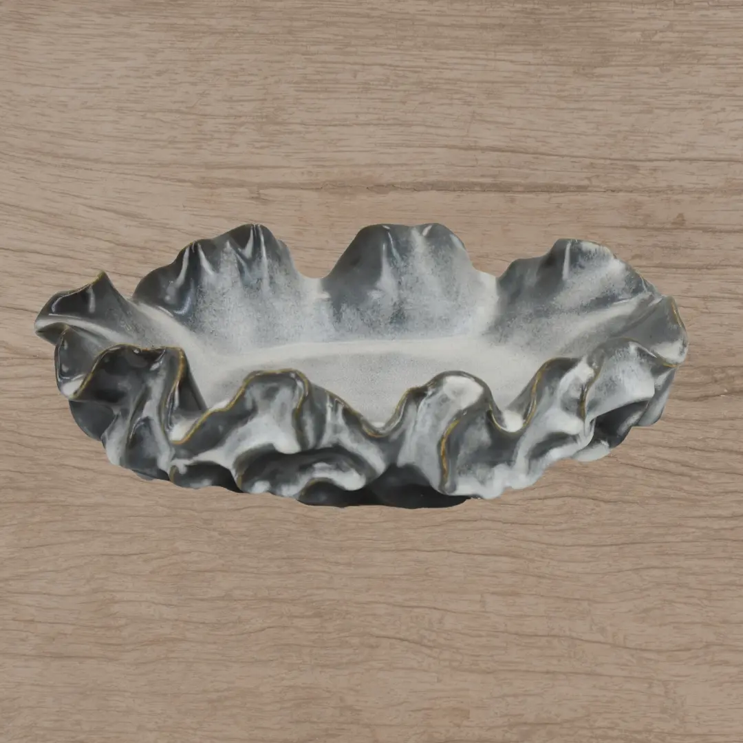 Medium Ceramic Aqua and Gray Bowl