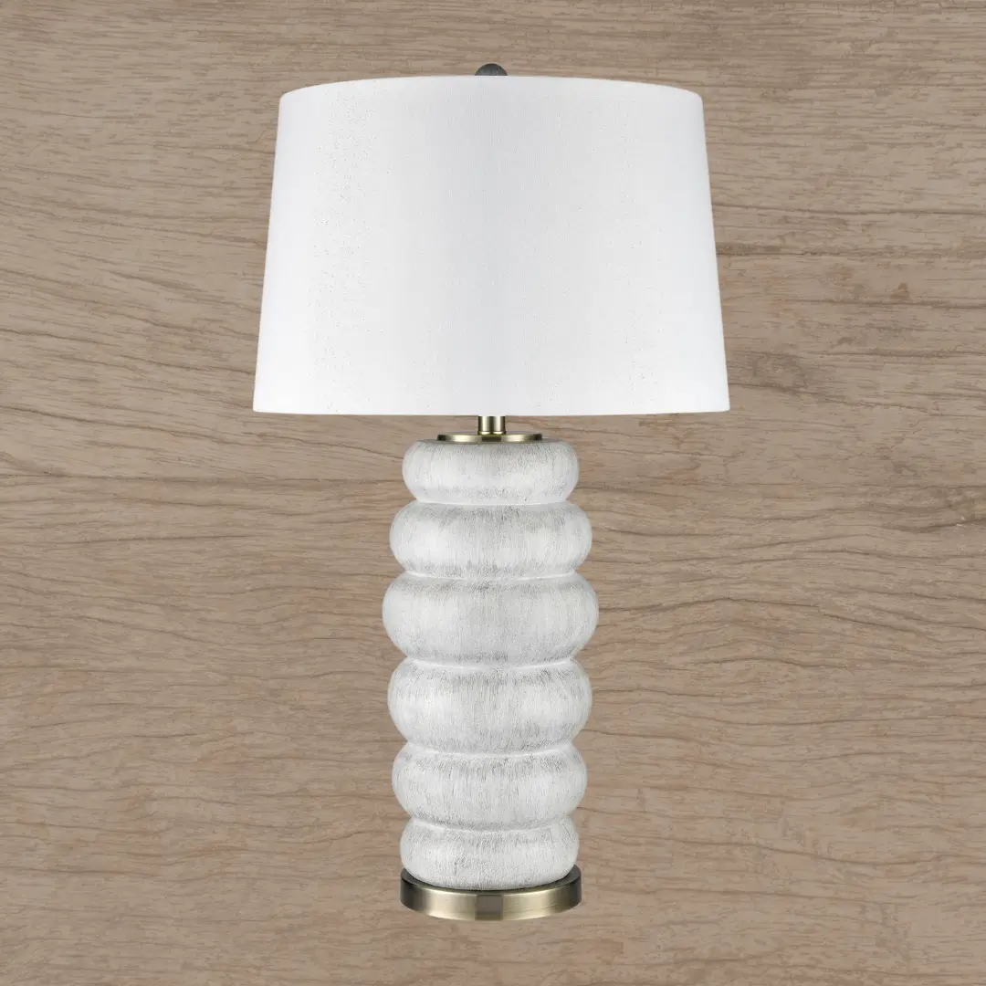 White Washed Table Lamp