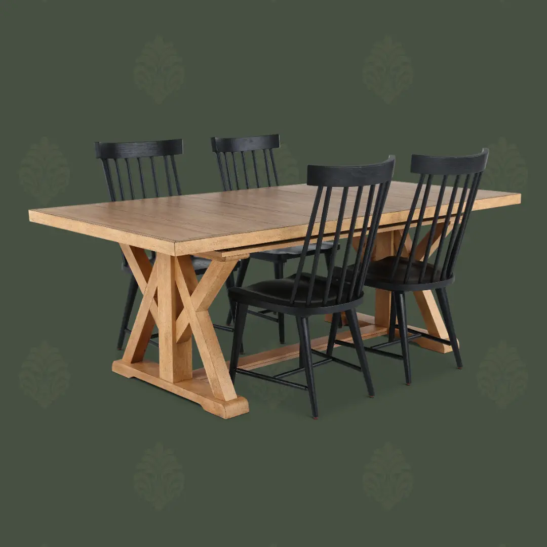 Macon Natural and Black 5 Piece Dining Set