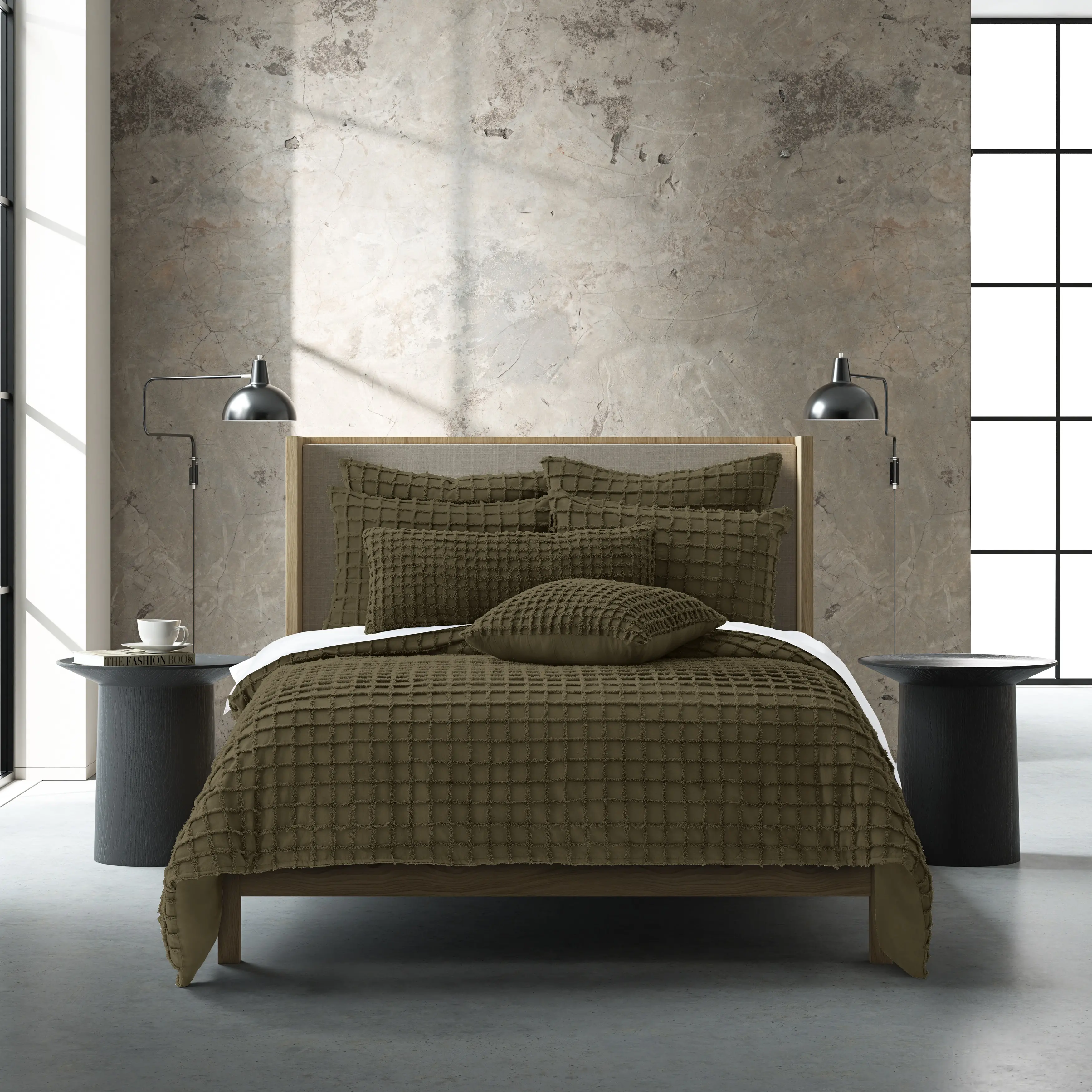 J. Queen Modern Cameron Olive Queen 3-Piece Duvet Set