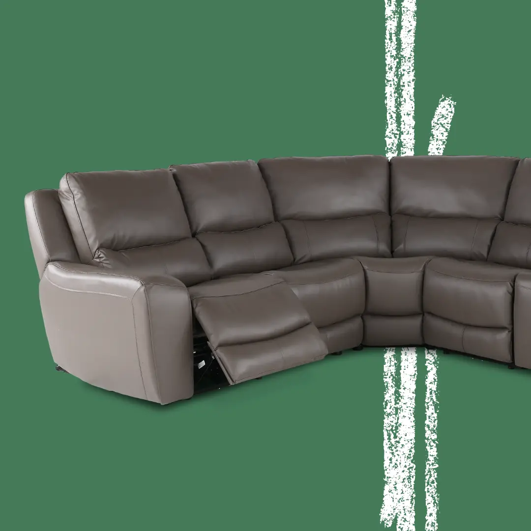 Seas Gray Leather 6 Piece Power Reclining Sectional