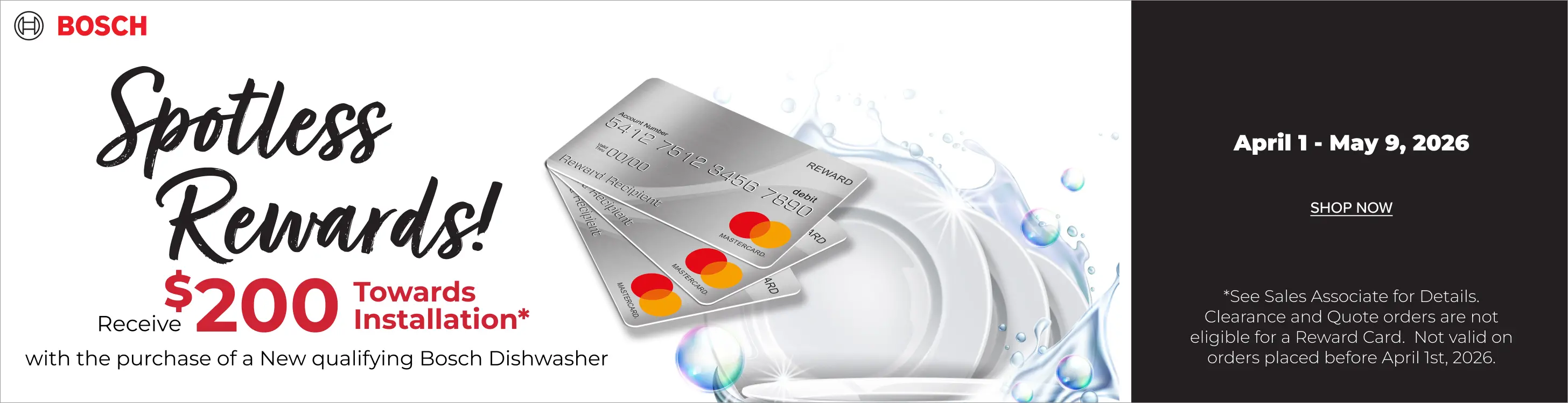 Receive $200 towards installation with the purchase of a new qualifying dishwasher.