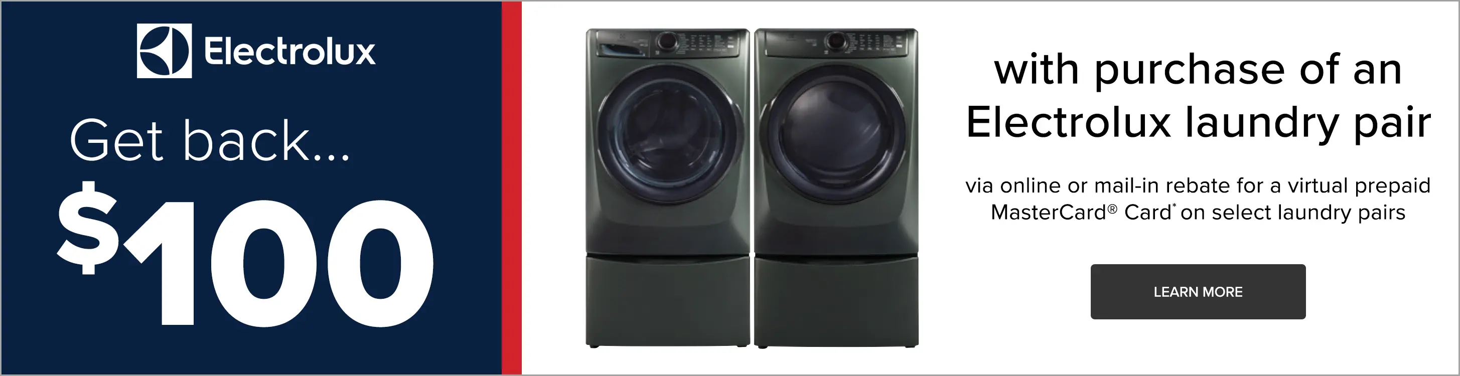 Get back $100 with a purchase of an Electrolux Laundry pair