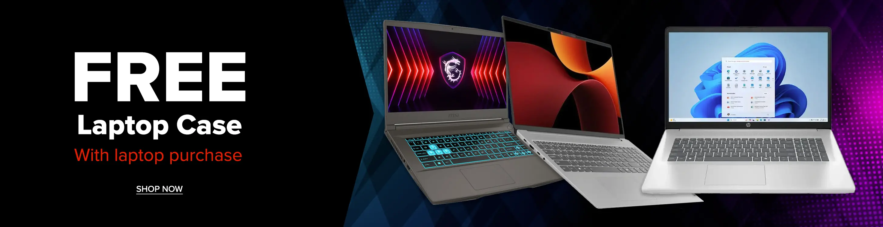 Free Laptop Case with laptop purchase.