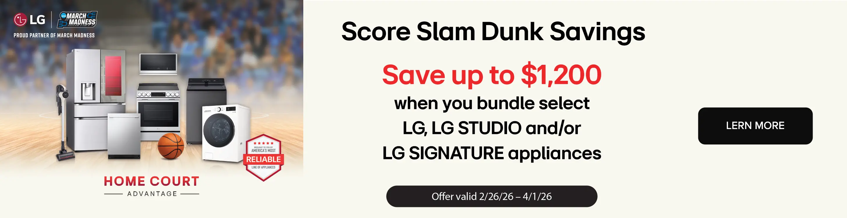 Save up to $1200 when you bundle select LG, LG Studio and LG Signature Appliances.