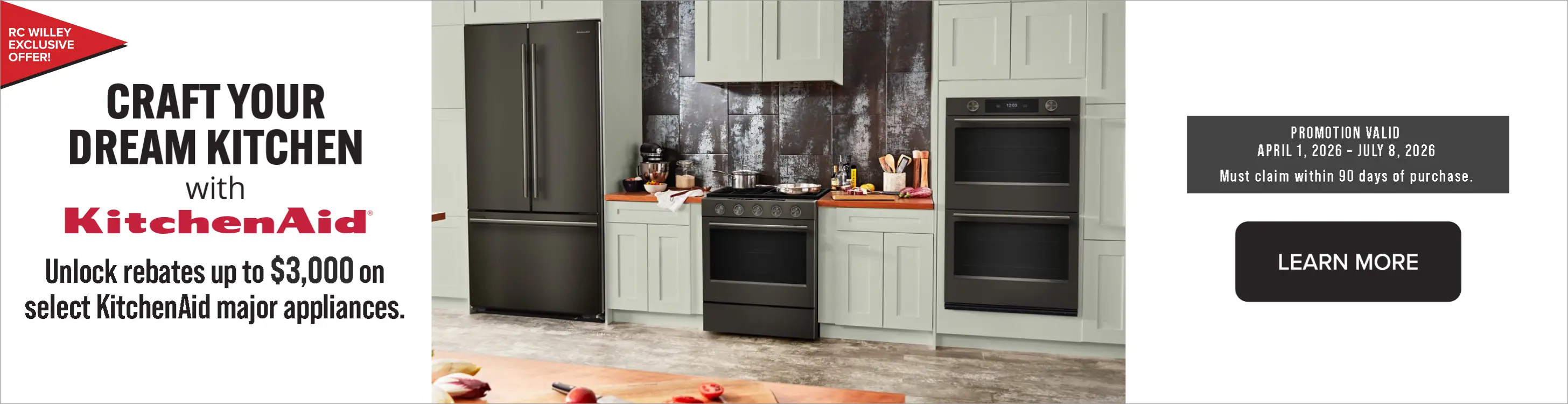 Unlock rebates up to $3000 on select kitchenAid major appliances.