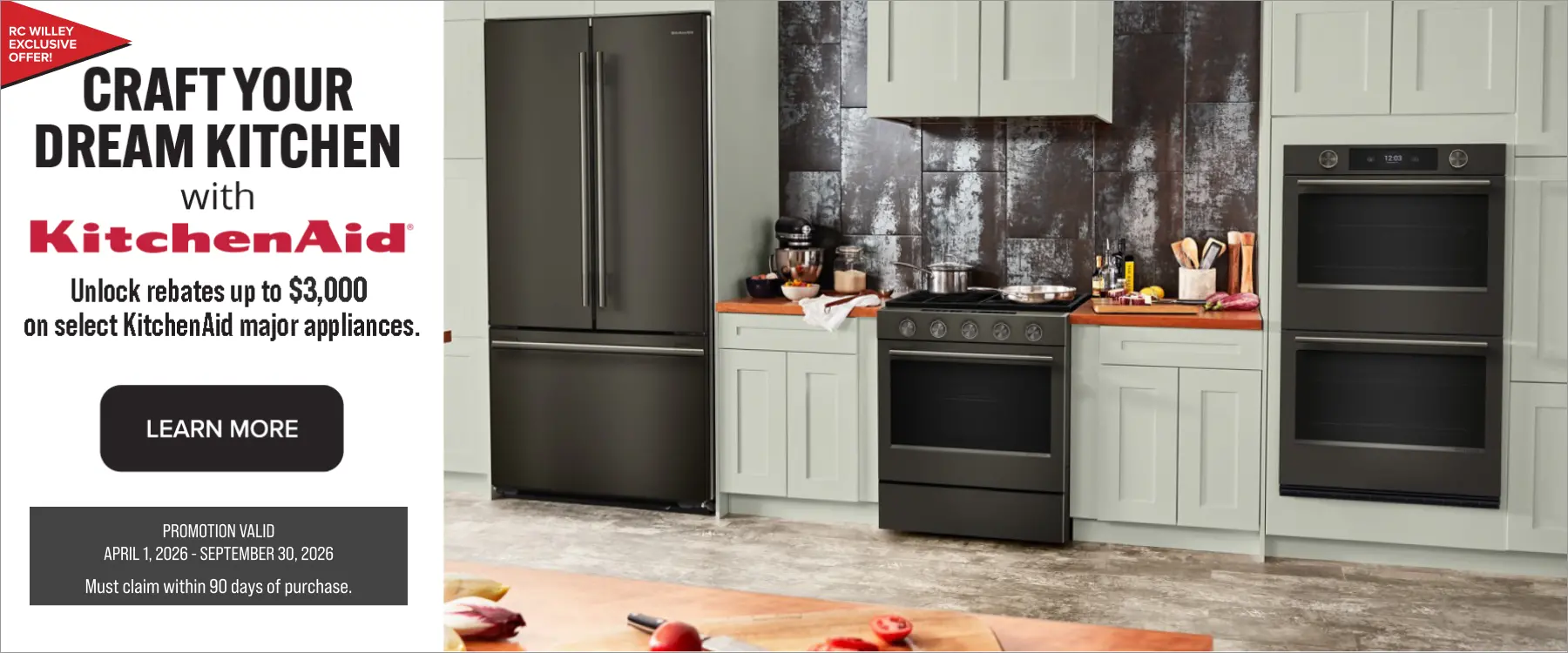 Unlock rebates up to $3000 on select kitchenAid major appliances.
